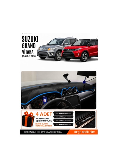 Suzukı Grand Vitara 2013-2025 Uyumlu Torpido Örtüsü, Torpido Kılıfı - Siyah-mavi - Sz006