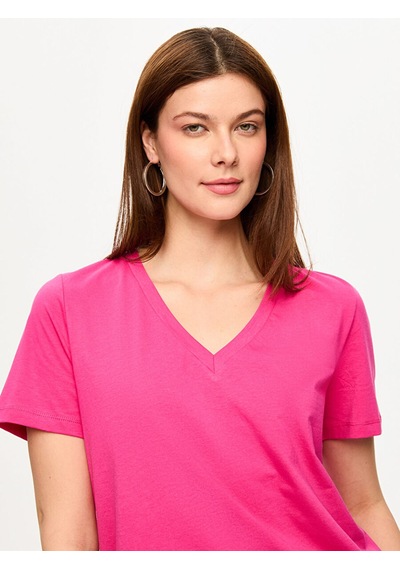 Pamuk V Yaka T-shırt S26tsh007 Bs26tsh007173 Pembe