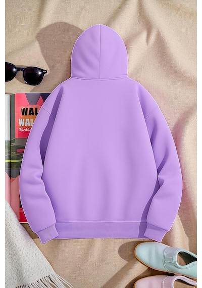 Uyguntarz Unisex Eriyen Kalpler Tasarım Basklı Sweatshirt Lila