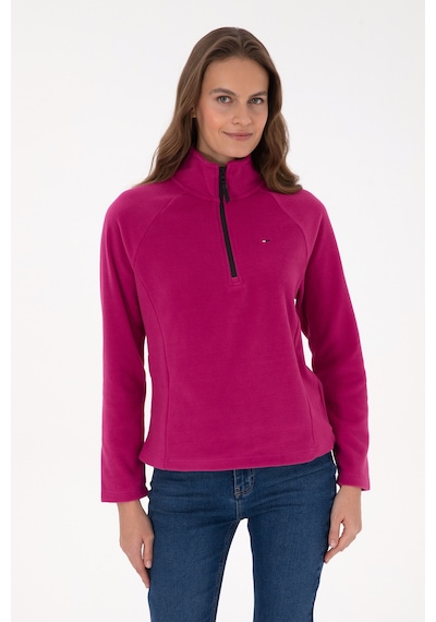 U.S. Polo Assn. Kadın Fuşya Fermuarlı Dik Yaka Polar Sweatshirt 50316714-VR023