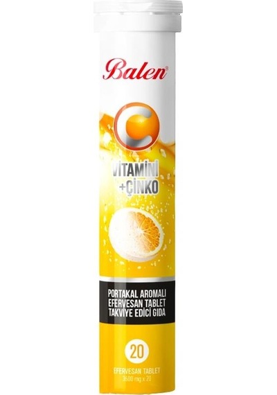 C Vitamini ve Çinko Portakal Aromalı Tablet 20 Adet