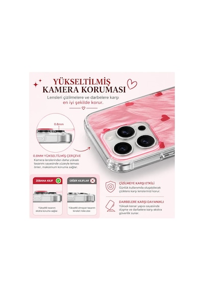 Apple İphone 17 Pro Max Uyumlu Kılıf Pink Heart Silikon Kılıf Pembe