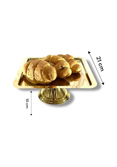 Gold Kare, Ayaklı Şık Kek, Pasta, Kurabiye Ve Tatlı Servis Sunum Standı Gold