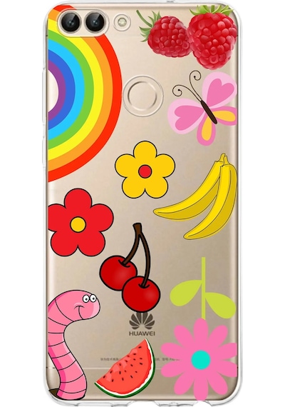 Huawei P Smart 2018 İle Uyumlu 1mm Slim Fit Water Color 5 Baskılı Şeffaf Kılıf