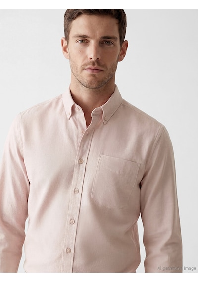Lcwaıkıkı Classic Pembe Regular Fit Keten Görünümlü Erkek Gömlek