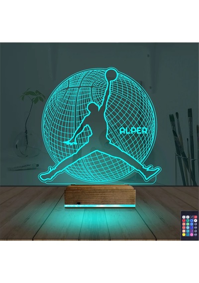 Luvivia Basketbol Nba Jordan Kişiye Özel 3d Lamba - Masa Gece Lambası