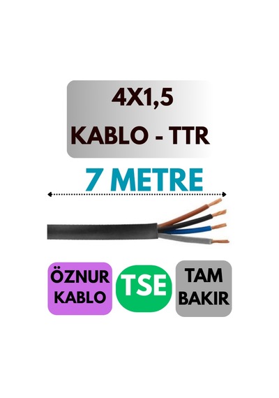 Öznur 4x1,5 Ttr Kablo Metre Seçenekli Siyah - 7 Metre
