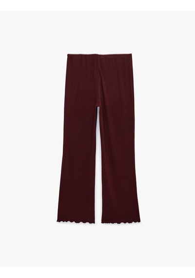 Koton Beli Lastikli Viskon Karışımlı Rahat Kesim Pijama Altı Bordo 6slk40084mk