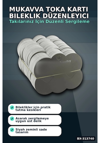 Bay Mukavva Bileklik Toka Kartı 6.5x7.5 Cm 200 Adet Balya Takı Düzenleyici Organizer Bx-313740 Najmaddin Diğer