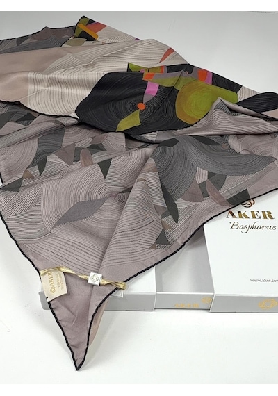 Aker Bosphorus Çift Taraflı İpek Twill Eşarp 89147112 Pudra