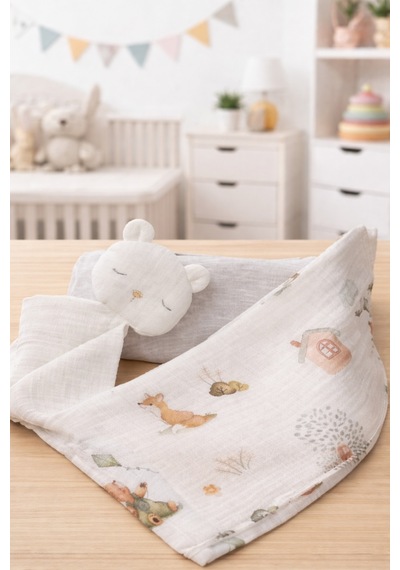 My Baby Kumsal 80x90 Cm 1 Adet Penye 1 Adet Muslin Battaniye 1 Adet Aksesuar 3lü Kutulu Set 2466 Gri Gri