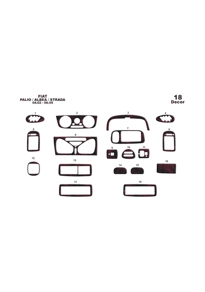 Fiat Palio Albea Strada Torpido Kaplama 2002-2005 18 Parça Maun