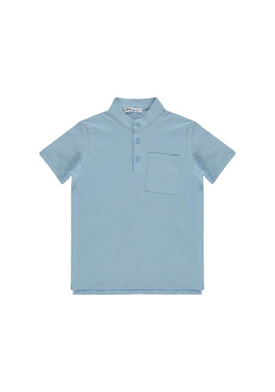 Civil Boys Yarım Patlı Cepli 10-13 Yaş Tişört - Mavi
