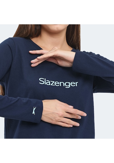 Slazenger PAOLINA IN Kadın Pamuklu Lacivert / Turkuaz Pijama