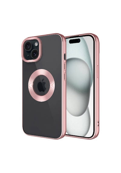 Zore İphone 15 Uyumlu Kamera Korumalı Logo Gösteren Ogaa Omega Kılıf-rose Gold