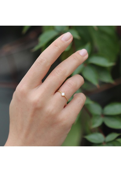 Alhmbra Gold Kaplama Minimal Gümüş Yüzük Gümüş