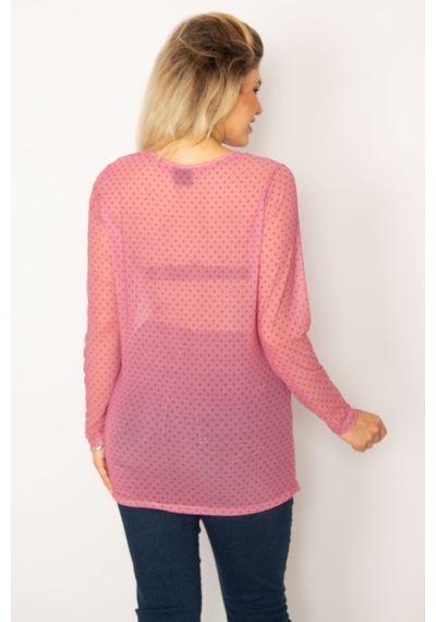 Şans Kadın Pembe Desenli Tül Bluz 65n34253-pembe Pembe