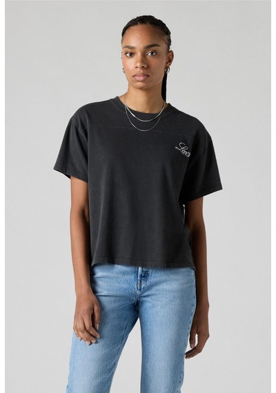 Vintage Sport Script Pirat Siyah Kadın T-shirt-12950 Siyah