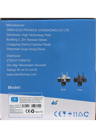 O-kam Ok-301 4g Sim Kartlı Solar Büyük Panel 4+4 - 9mp Ptz 3 Lens Köşeler Ayarlı Kamera