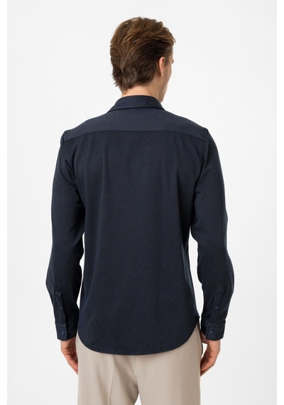 Backandbond Koyu İndigo Regular Fit Örme Gömlek Koyu Indigo