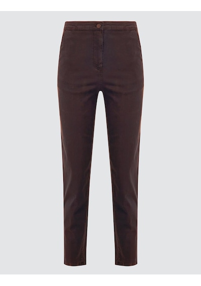 Jimmy Key Acı Kahve Yandan Cepli Yüksek Bel Normal Paça Dokuma Pantolon 6sw185481803 Acı Kahverengi