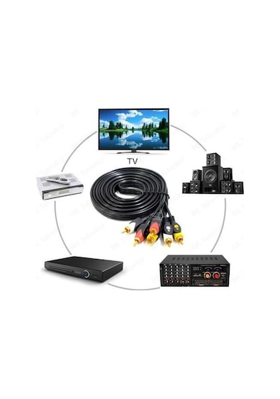 Koodmax - 3rca Erkek To 3 Rca Lale Tos Scart Kompozit Ses Video Av Kablosu - 1.8 Metre