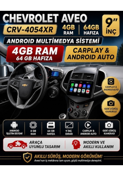 Chevrolet Aveo Android Multimedya Sistemi 2012-2013 Crv-4054xr