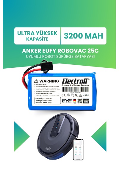 Eufy Robovac 25c Uyumlu Batarya Ultra Yüksek Kapasite 3200mah
