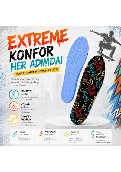 Blackflex Urban Ride Memory Foam Darbe Emici Digital Baskılı Hafızalı Erkek İç Tabanlık