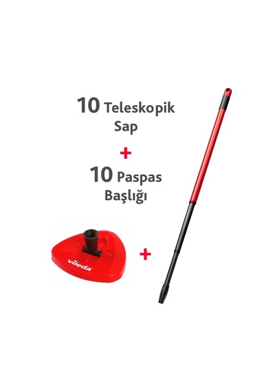 Vileda 10 Paket Turbo Sap + Turbo Classic Üçgen Başlık