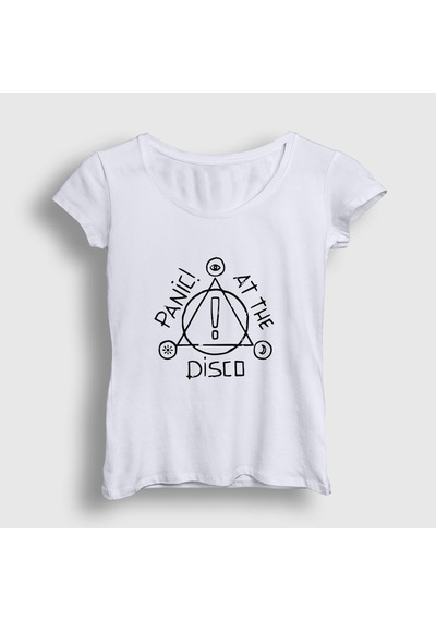 Presmono Kadın Logo V2 Panic At The Disco T-shirt Beyaz