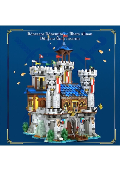Reobrix 66006 Altın Aslan Kalesi Yaratıcı Yapı Blok Seti Building Blocks Golden Lion Castle -2722 Parça