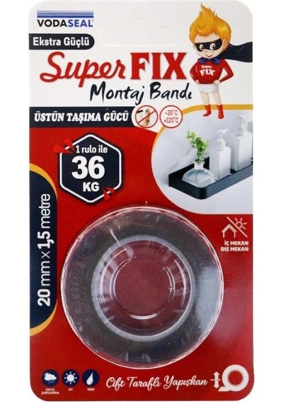 Mey İthalat Vodaseal Superfix Çift Taraflı Montaj Bandı 20 Mm X 1,5 Metre