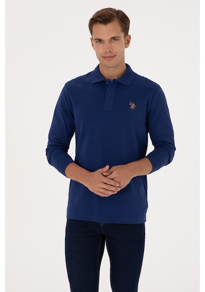 U.S. Polo Assn. Erkek Regular Fit Polo Yaka İndigo Basic Sweatshirt 50313772-VR028