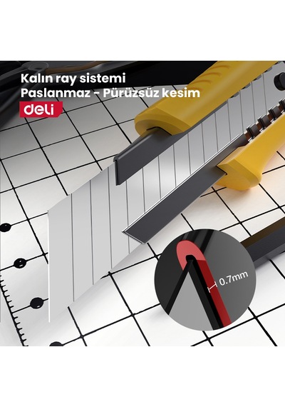 Delı Profesyonel Plastik Saplı Maket Bıçağı 18mm Yeni