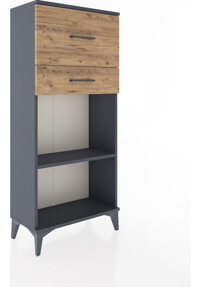 Hyperion Dolap Tek Raflı 2 Çekmeceli 60x44x134 Antrasit-çam Antrasit