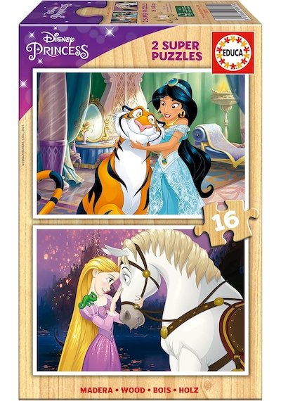 Educa 2x16 Parça Disney Princess Ahşap Puzzle 1