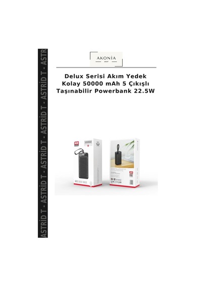 Delux Serisi Akım Yedek Kolay 50000 Mah 5 Çıkışlı Taşınabilir Powerbank 22.5w Çok Renkli