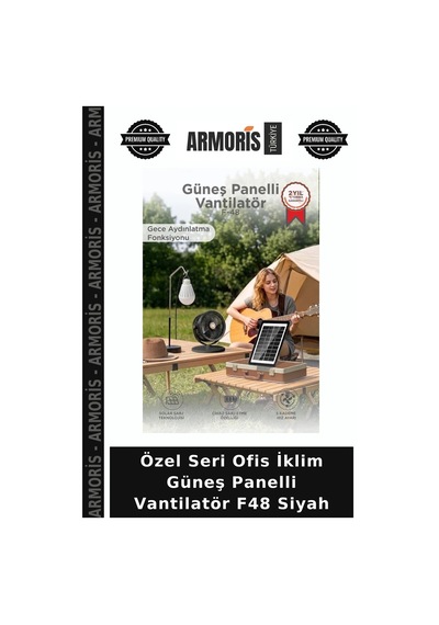 Özel Seri Ofis İklim Güneş Panelli Vantilatör F48 Siyah