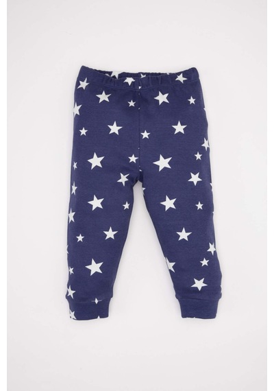 DeFacto Erkek Bebek Pijama Takımı Yıldız Desenli Uzun Kollu Penye Üst Beli Lastikli Uzun Alt D6809A5NSPR160 Mor