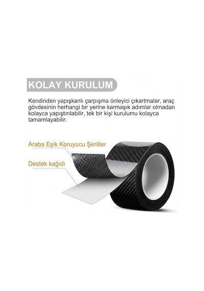 Kapı Eşiği Tampon Bagaj Koruma Folyosu 5d Karbon Folyo 5cmx5m Siyah