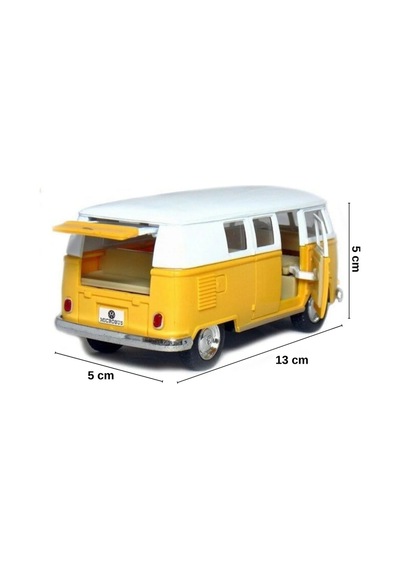 1:32 Ölçek Metal Çek Bırak Nostaljik Volkswagen T1 Minibüs Vosvos Oyuncak Araba - Sarı 13 Cm
