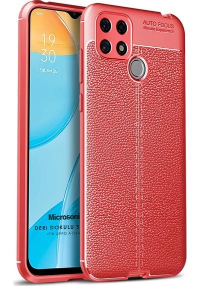 Microsonic Oppo A15s Kılıf Deri Dokulu Silikon