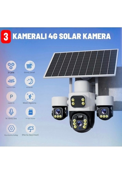 Inox-x13 3lens Esim Çift Panelli Full Renkli 4g Solar Kamera