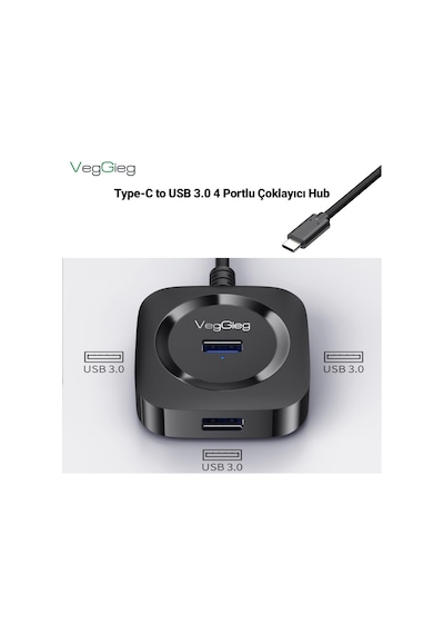 Veggieg 4 Portlu Type-c To Usb 3.0 Çoklayıcı Hub