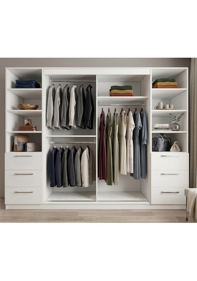 Alya Tamamı Mdf Sürgü Kapaklı Dolap Gardırop Beyaz 240 Cm