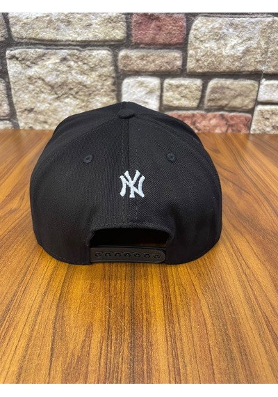 Hamze Ny Newyork Nakışlı Hiphop Snapback Rapper Drip Şapka Cap Siyah - Beyaz