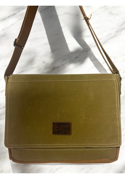 Old Cotton Cargo Vintage Su Geçirmez Salaş Kanvas Unisex Postacı Günlük Okul Laptop Omuz Çantası 32x40cm CAMEL