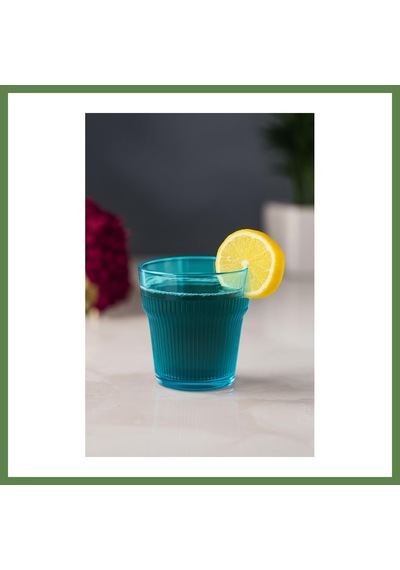 Bezos Akrilik Aquamarin Tekli Kısa Bardak & Su Meşrubat Kahve Yanı Bardağı 300 Ml Cam Değildir Hb006