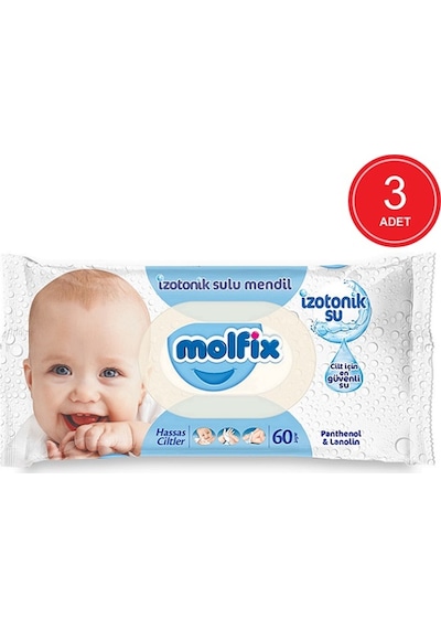 Molfix Hassas Ciltler Izotonik Sulu Mendil 3 X 60'Lı